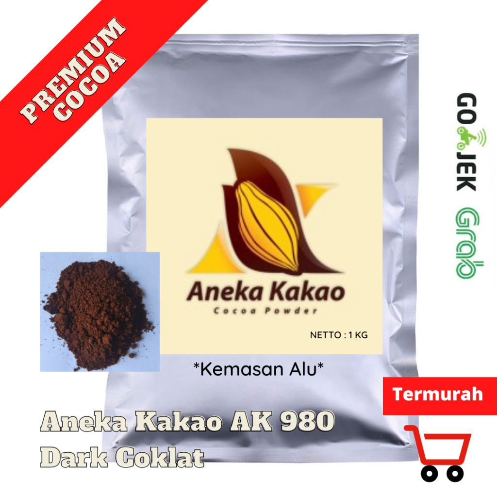 ANEKA KAKAO COCOA POWDER AK 980 DARK COKLAT 1 kg / 500 g coklat bubuk