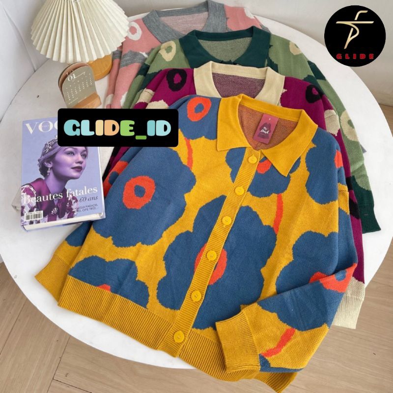 Cardigan Arira oversize - cardigan rajut motif bunga