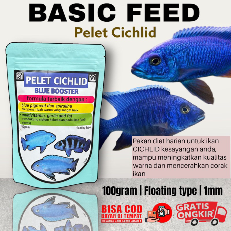BLUE BOOSTER FEED | pelet ikan cichlid | pakan ikan siklid | makanan ikan cichlid red setara akari p