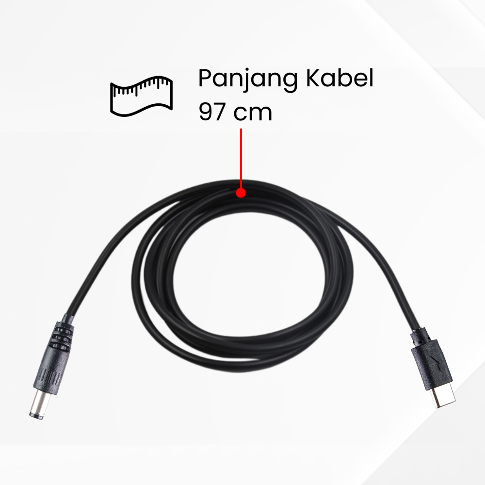 Kabel Power USB Type C to DC 5.5 x 2.5 mm PD Charger Router CCTV - PA12M - Black