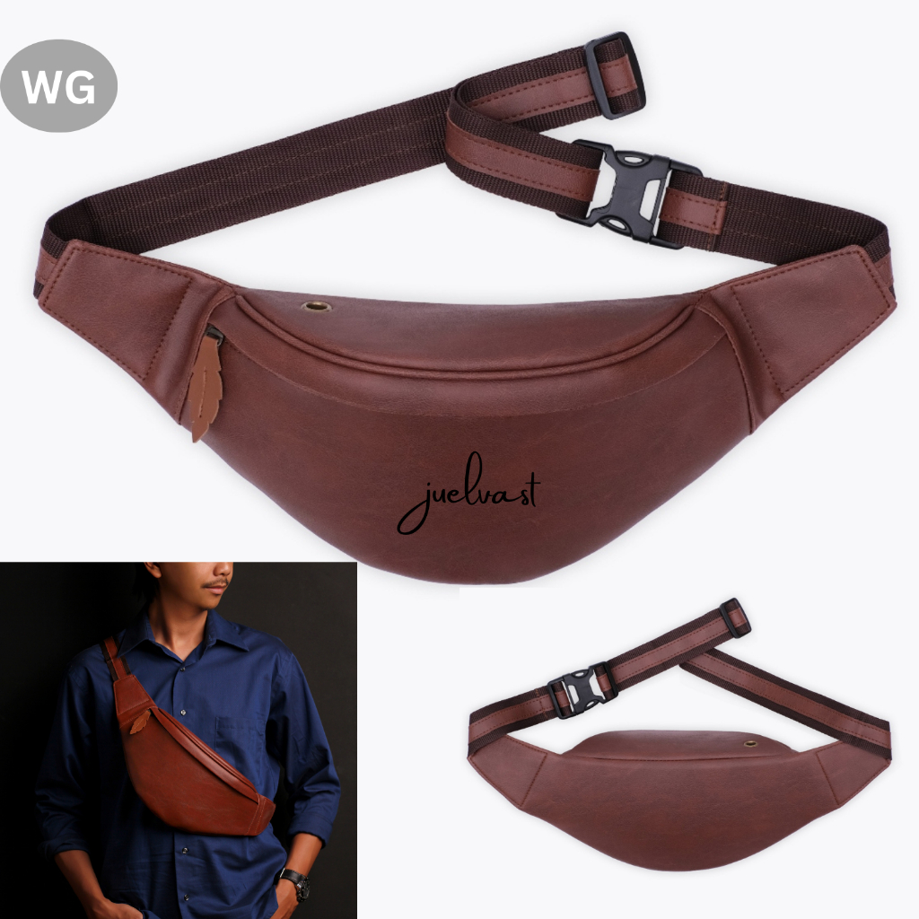 Waistbag Pria Wanita / Tas Selempang Kulit PU Leather / Sling Bag / Tas Bahu