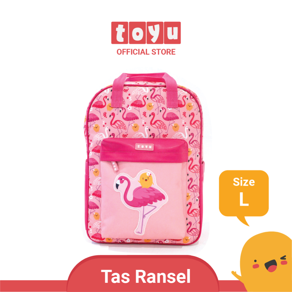 TOYU Backpack Tas Ransel Sekolah L Fashion Anak PAUD TK SD Perempuan Flamingo Pink Premium