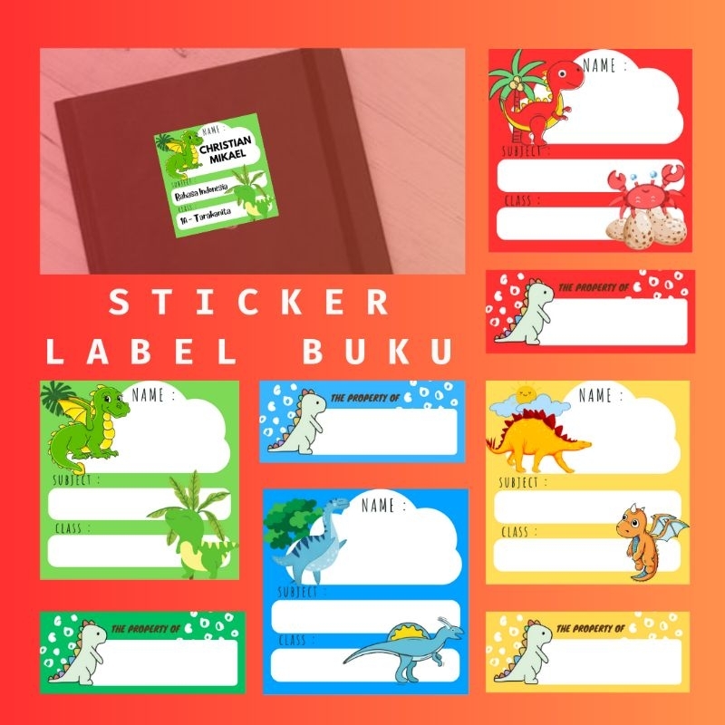 

HOBBY HOME Sticker Label Nama motif DINO untuk Buku dan Alat Tulis STICKER HVS 5x5 cm dan 5x2 cm