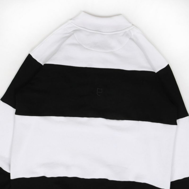 SWEATER RUGBY VINTAGE PREVILLE WHITE BLACK