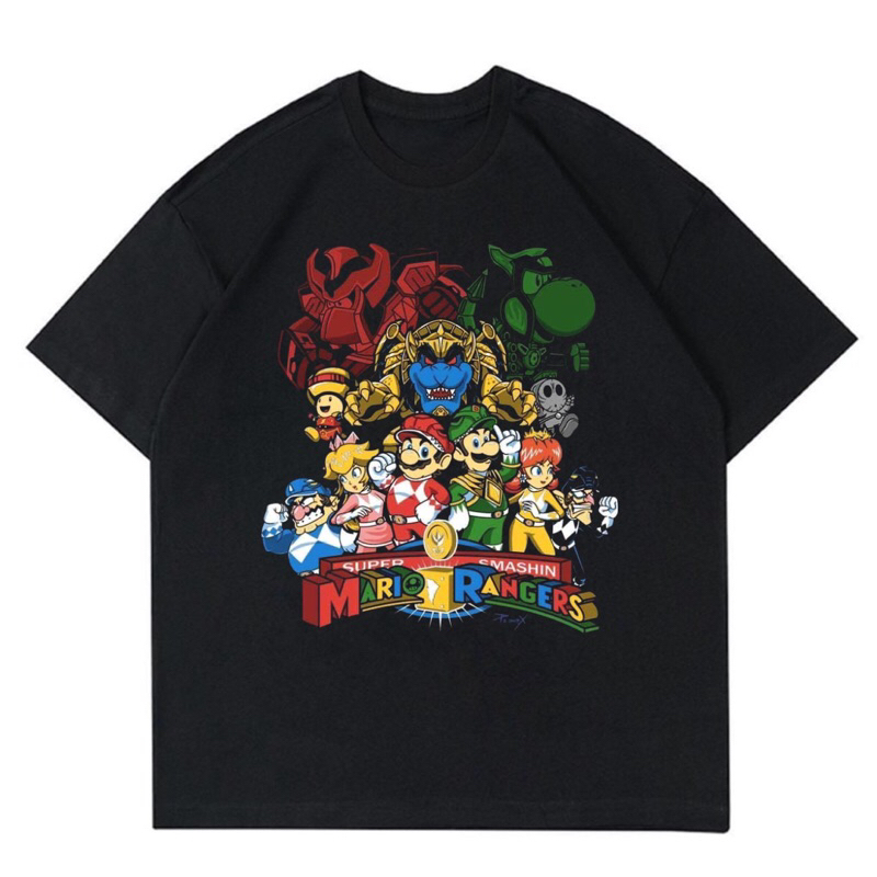 KAOS BAJU SUPER MARIO - SMASHIN RANGERS | T-SHIRT SUPER MARIO SMASHIN RANGERS OVERSIZE | BAJU SUPER 