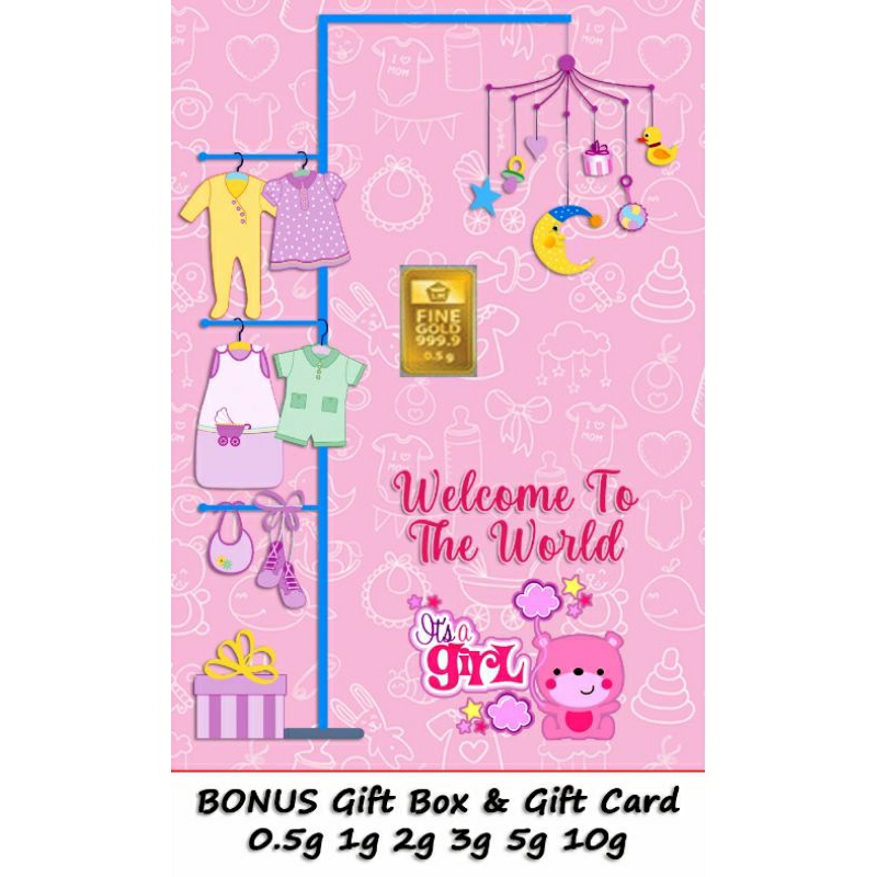 Logam Mulia Emas ANTAM Welcome Baby Boy Girl Gift Series Custom Certicard Certieye