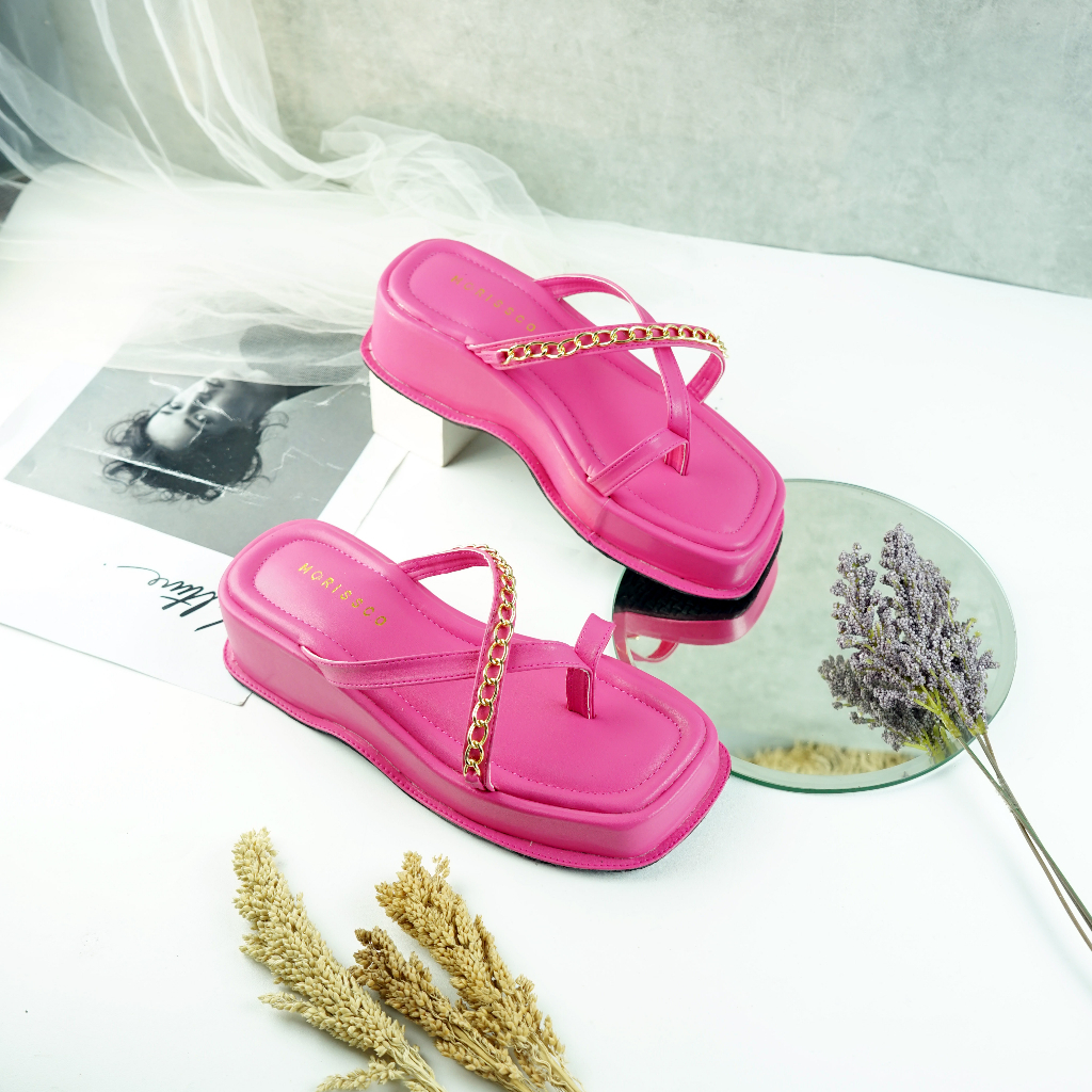 Sandal Wedges Wanita Silang Rantai BA 94