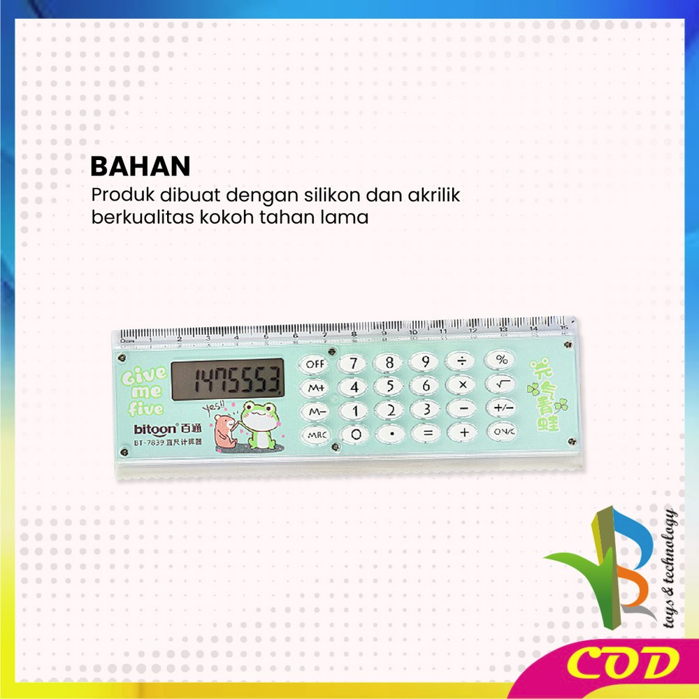 RB-A65 Kalkulator Penggaris Karakter 2IN1 Mini Portable Multifungsi / Kalkulator 8 Digit Penggaris 15cm / Perlengkapan Sekolah Anak Praktis / Ruler Set Calculator Import