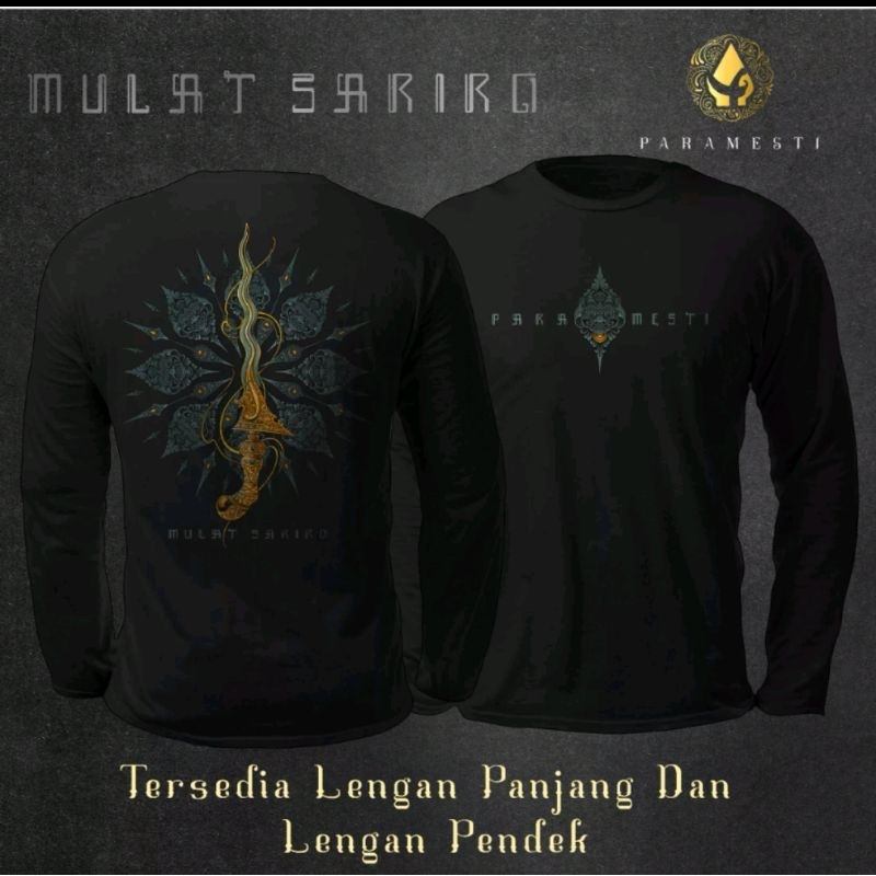 Paramesti Kaos Jawa Wayang Keris Mulat Sariro Lengan Panjang 1 Warna Hitam Pitutur Jawa Bigsize Jumb