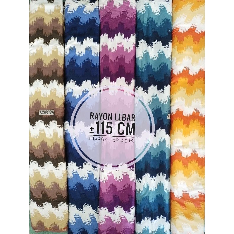 Kain Rayon / Santung Motif Abstrak Garis (harga per 0.5m)
