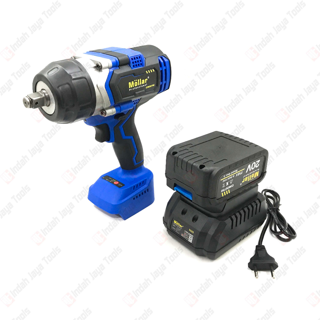 MOLLAR CIW20750 Cordless Impact Wrench Mesin Buka Baut Baterai Charger