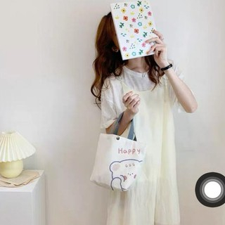 CHIRO Hand bag Tote Bag Tas Canvas Jinjing Baggy Happy Bear Wanita Korean kanvas Stylish Totebag Tas Wanita Mini Duck Lucu Elegan Aesthetic Fashion Korea Style Chikoisme