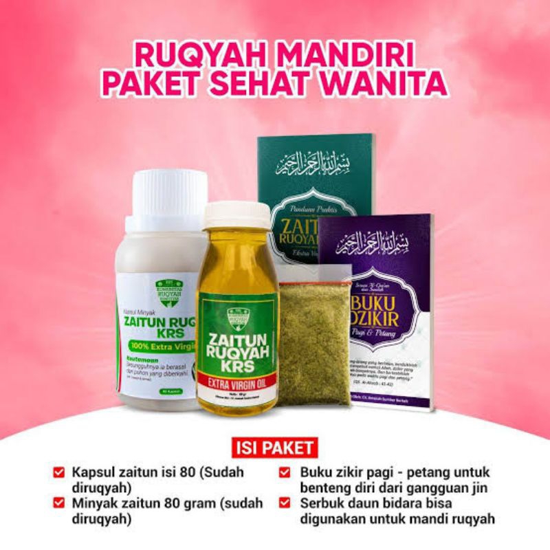 Obat Pelancar Haid ZAITUN RUQYAH KRS SEHAT WANITA isi minyak zaitun 80gr dan zaitun kapsul