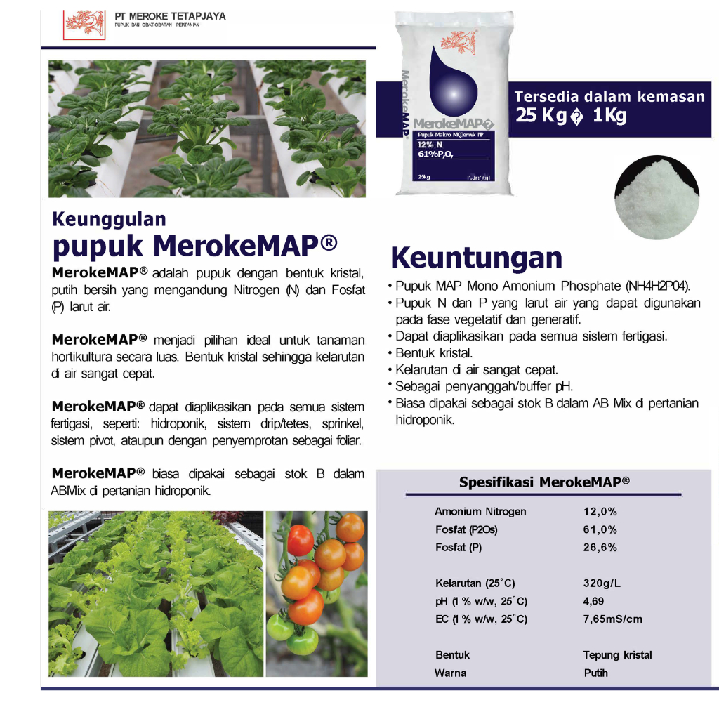 Pupuk Meroke MAP Kemasan Original Pack 1 Kilogram Makro Majemuk