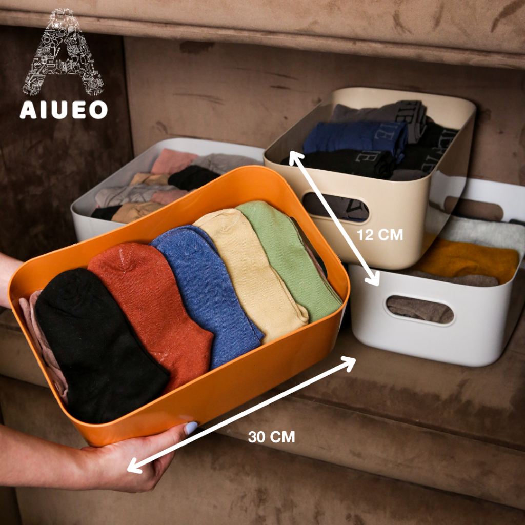 AIUEO | Desktop Storage Box / Kotak Penyimpanan Bin Pantry Serbaguna Kotak Penyimpanan Baju BH Celana Dalam Kaos Kaki Bra Kamar Tidur Kosmetik | Kotak serbaguna | kotak anti pecah biru