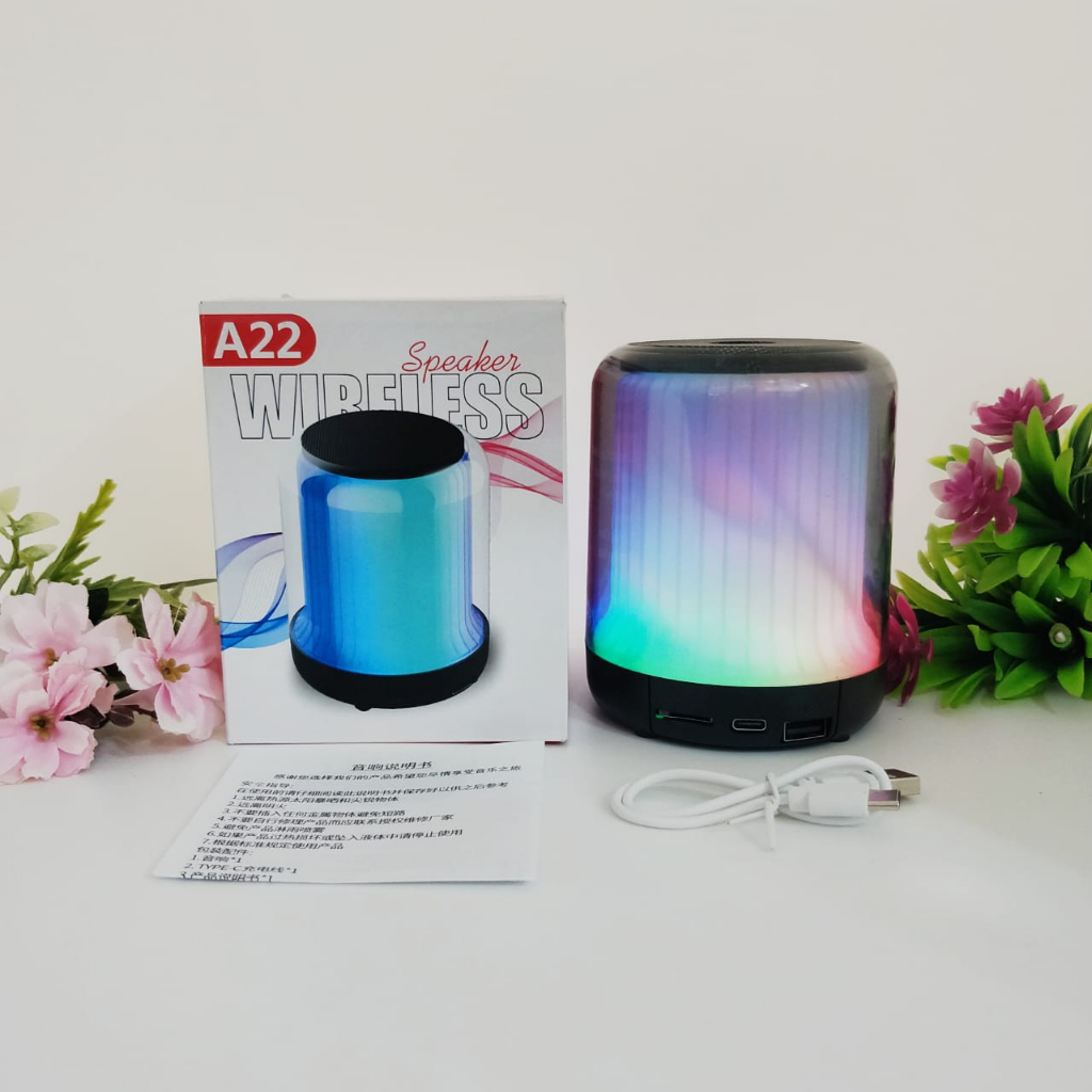 VIBOX SPEAKER BLUETOOTH A 22 /WIRELESS A22 LED/PORTABLE SUPER BASS PREMIUM LAMPU RGB DISKO LIGHT PROMO SEN