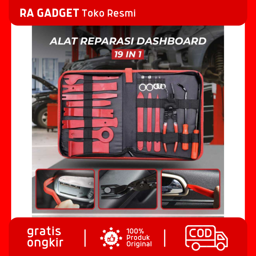 Set Alat Reparasi Dashboard Audio Mobil Pliers 19 in 1 Set Lengkap / Alat Pengungkit Panel Obeng Kli