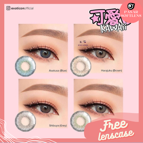 SOFTLENS X2 KAWAII MINUS -3.25 sd -6.00 FREE LENSCASE DIA 14.5MM BY EXOTICON / Softlen Soflen Soflens