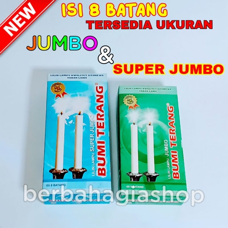 Lilin Lampu Warna Putih Isi 8 Batang Ukuran Besar Jumbo Terang Bagus Tahan Lama / Lilin Natal / Lilin Penerangan Mati Lampu