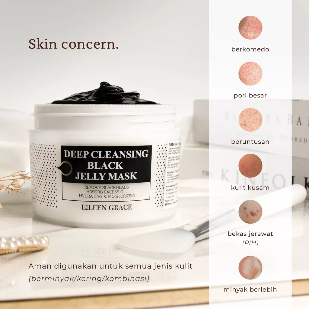 EILEEN GRACE Moisturize Brightening Rose Deep Cleansing Exfoliating Black Jelly Mask - Masker Wajah