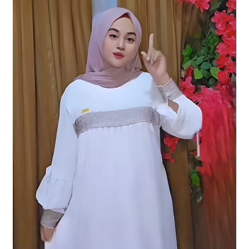 Gamis Renda Medina Terbaru Bahan Crinkle Airflow By Mall Indonesia