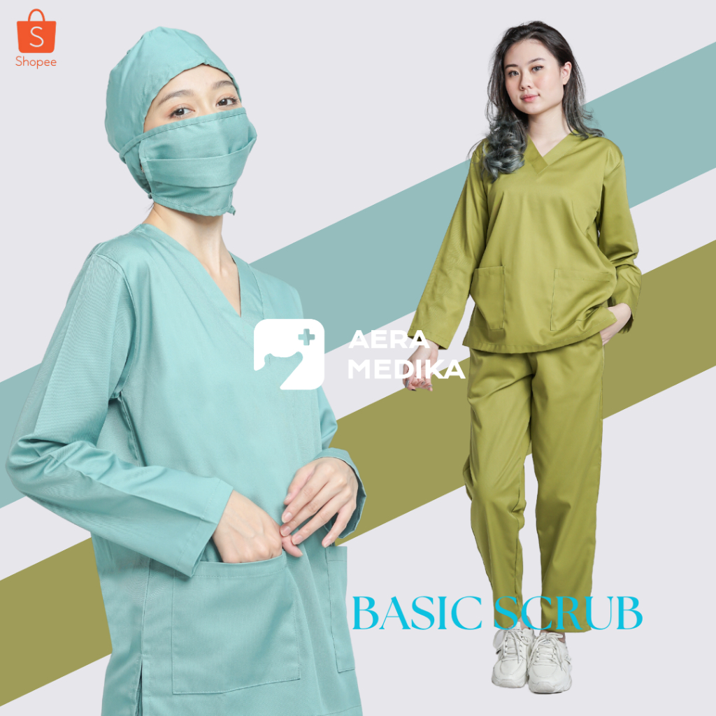 SCRUB / BAJU JAGA / BAJU OK / BAJU MEDIS / SERAGAM JAGA / SERAGAM OKA Lengan Panjang - AERAMEDIKA