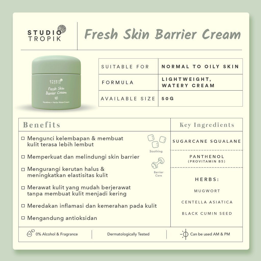 Studio Tropik Barrier Cream Rich Skin | Fresh Skin 50gr