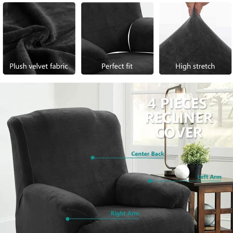 Sarung Sofa Reclining Bahan Beludru Halus Cover Sofa Recliner Elastis Import