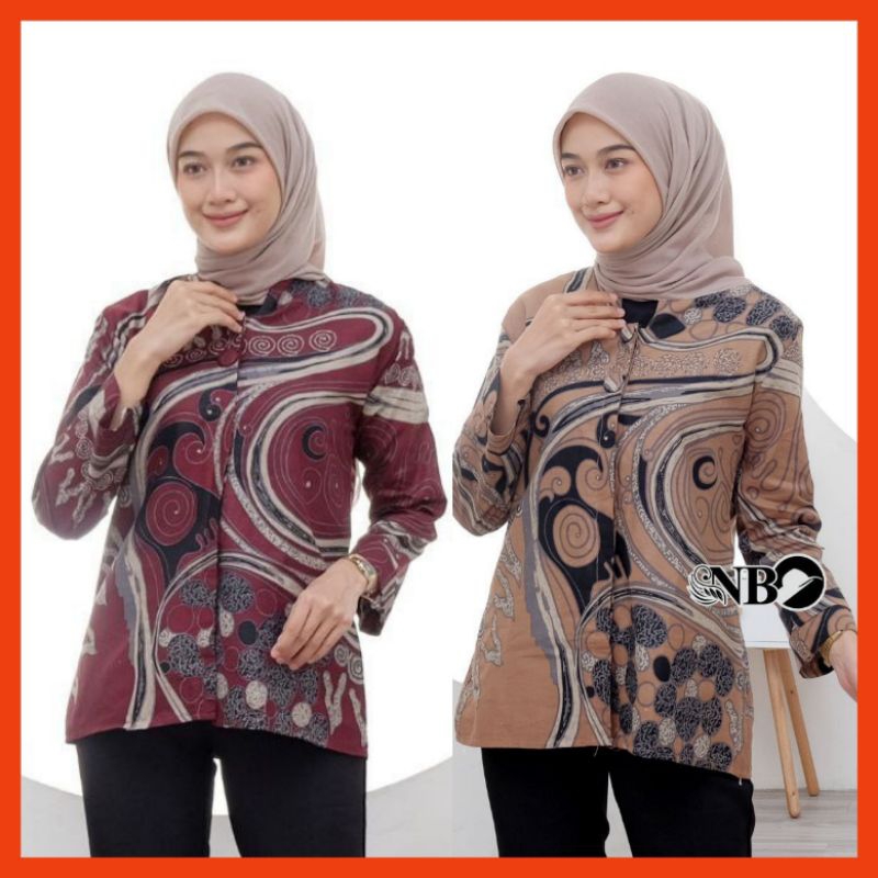 BAJU BATIK WANITA MONALISA GANESH M L XL XXL ATASAN BATIK WANITA MODERN SERAGAMAN BAJU KERJA KANTOR