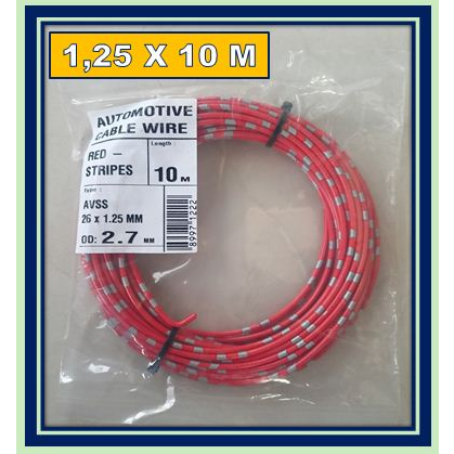 KABEL BINTIK 1.25 MM MERAH / KABEL 1,25 SERABUT TEMBAGA KELISTRIKAN MOBIL / KABEL SERAT TEMBAGA