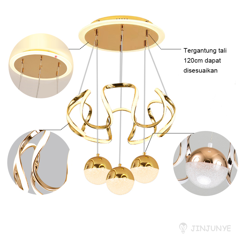 ✨Beberapa sumber cahaya&amp;Garansi✨3 Warna Lampu Gantung Ruang Tamu 105 watt LED Lampu Meja Makan emas Nordic Minimalis Hias  Lampu  Ruang Tamu /Ruang Makan/Dapur JINH