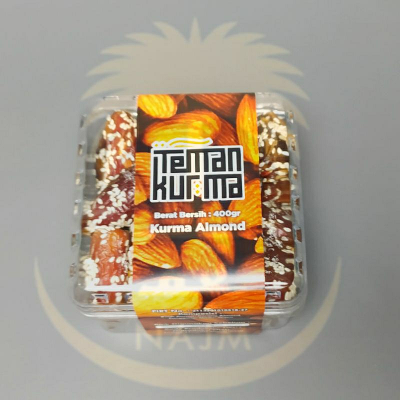 Kurma Madu Almond + Wijen Teman Kurma Dates with Almond &amp; Honey + Sesame Kurma Almond Madu @400gr -+