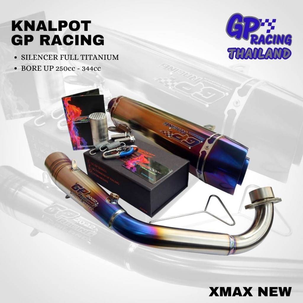 KNALPOT GP RACING XMAX OLD NEW FULL TITANIUM STD - 350 CC ORIGINAL THAILAND