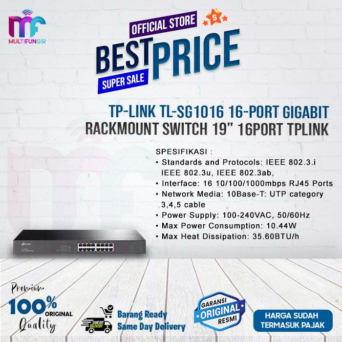 TP-LINK TL-SG1016 16-Port Gigabit Rackmount Switch 19&quot; 16Port TPLINK