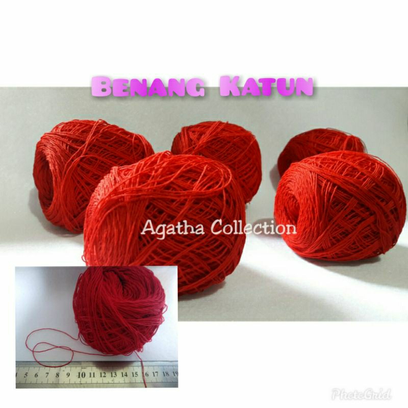 Benang katun merah / Tali katun per rol