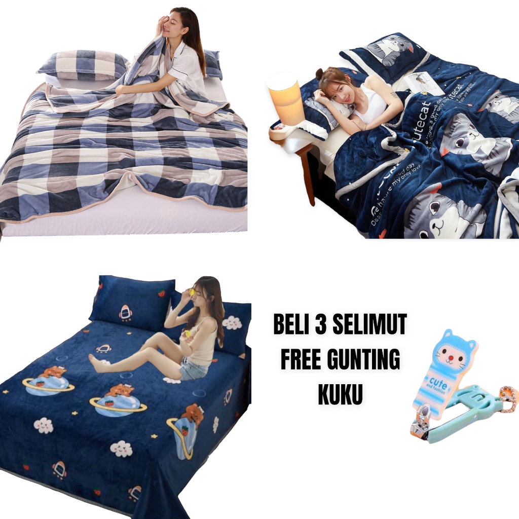 Selimut Dewasa Bulu Halus PROMO PAKET USAHA HEMAT SELIMUT 100 Ribu Dapat  3 PCS Berkualitas Cantik