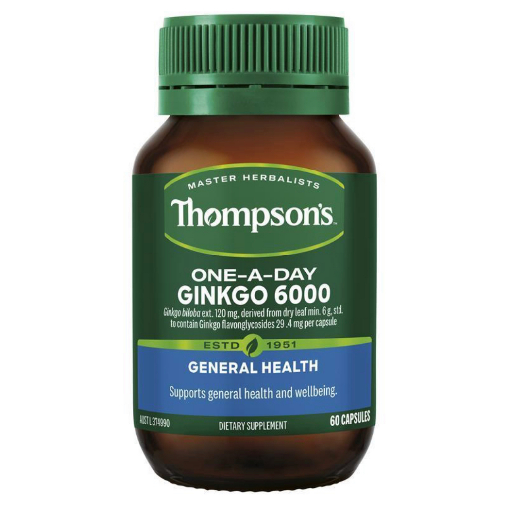 Thompson's Thompsons One-A-Day Ginkgo Biloba 6000 mg 60 Capsules (gingo gingko ginko biloba)