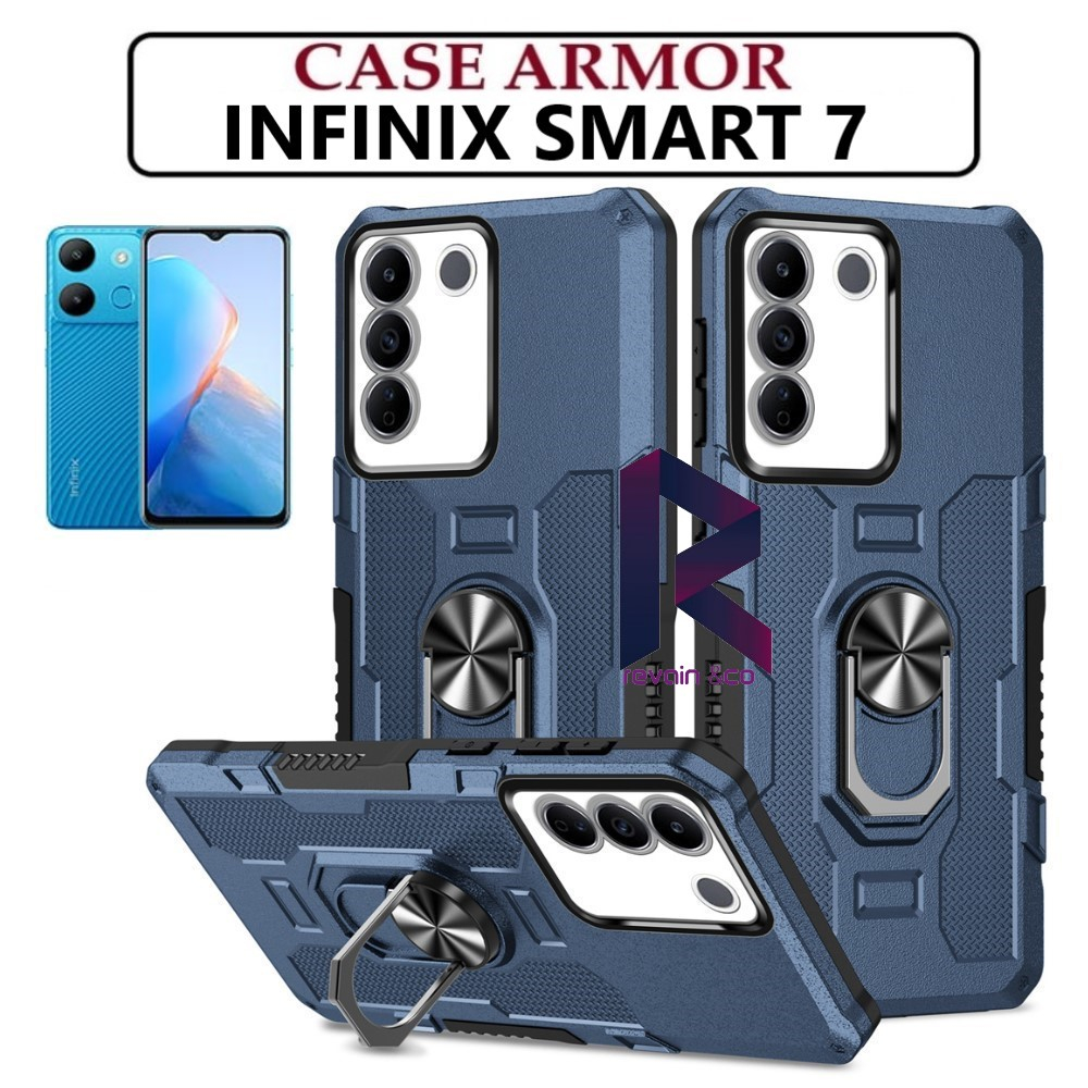 Case Armor INFINIX SMART 7 Iring Cincin Magnetic Kesing Hp Protect kamera Premium Hard Case Standing Robot Pelindung Kamera