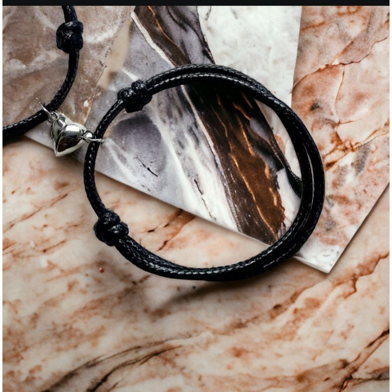 gelang couple pasangan kekasih magnet love tali hitam satin korea gelang romantis kekasih pacar saha