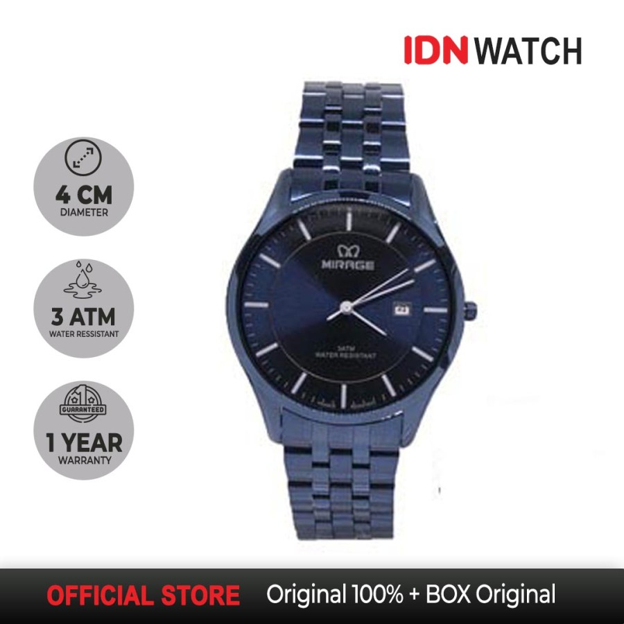 Jam Tangan Mirage Fashion Analog Pria Navy Blue 8544 M Garansi 1 Tahun