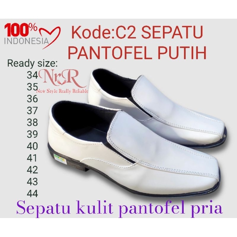 Sepatu Pantofel putih Kulit pria/Sepatu Kulit Vantofel putih laki laki/SEPATU PUTIH PRIA leather  Sepatu Kerja formal dinas resmi putih ukuran 36 37 38 39 40 41 42 43 44