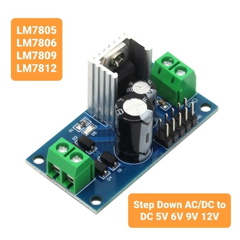 Modul LM7805 LM7806 LM7809 LM7812 rangkaian power supply adapter converter Step Down  Regulator AC D