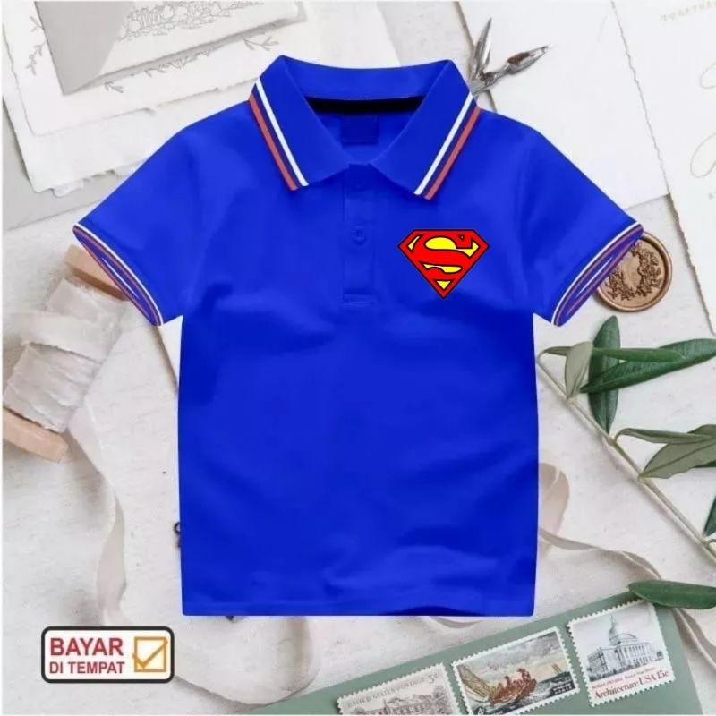 Kaos Wangki Anak Unisex Cowok/Cewek Gambar Super Man Baju Polo Anak Laki Laki Kaos Anak Cowok Baju Distro Anak