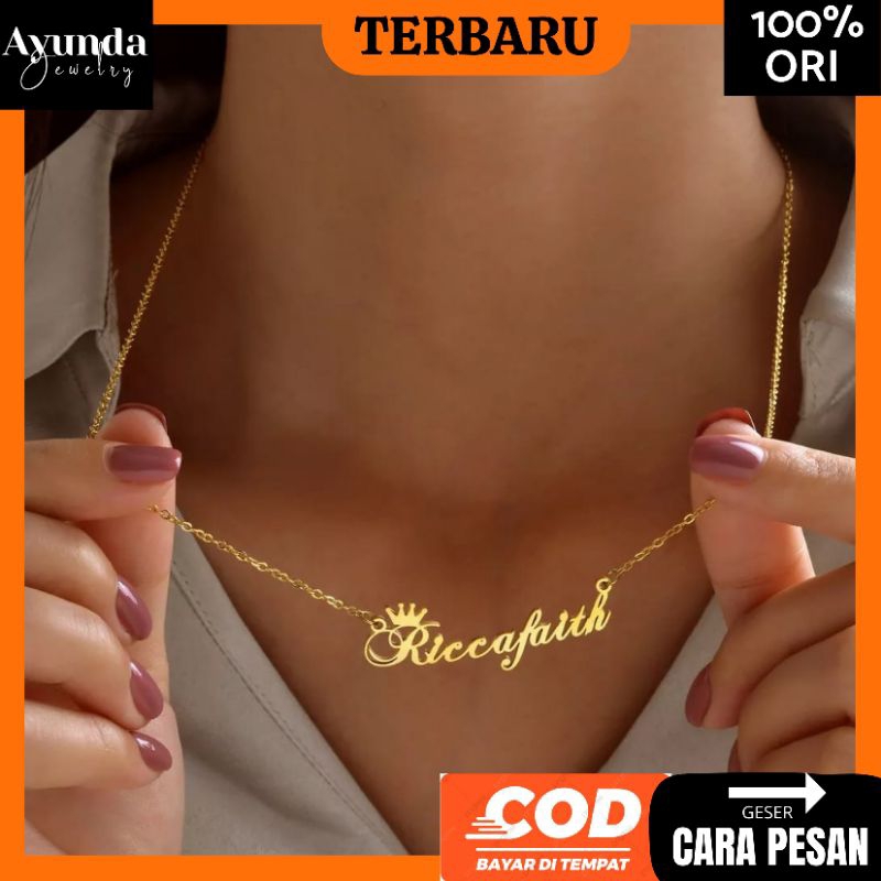 Kalung Nama titanium Kalung custom Nama anti karat