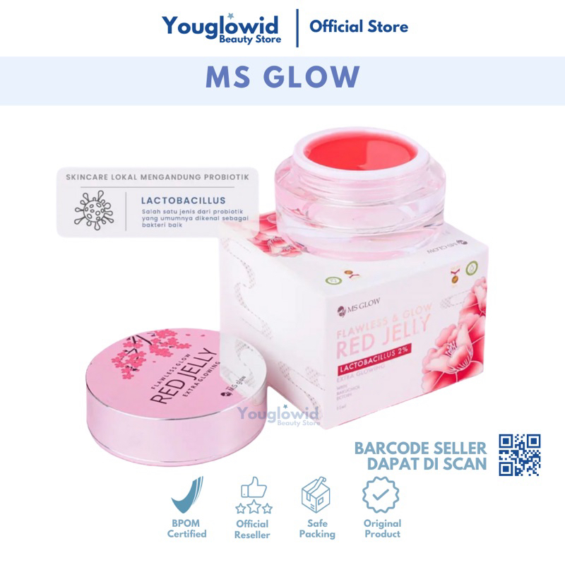 【Official Store】MS GLOW Red Jelly Radiance Gold Sleeping Mask Msglow Cream Gel Pencerah Pemutih Kulit Wajah Kering Oily Sensitif Anti Bakteri Jerawat Bekas Noda Hitam Flek Anti Aging Glowing Whitening Viral BPOM