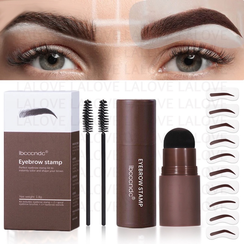 [ORI 100%] IBCCCNDC Eyebrow Powder Cetakan Alis Original Shaping Eyebrow Stamp Alis Stempel Alis Instan Hairline And Waterproof With 10 Model Cetakan Alis Reusable And 2 Eyebrow Pen Brusheup
