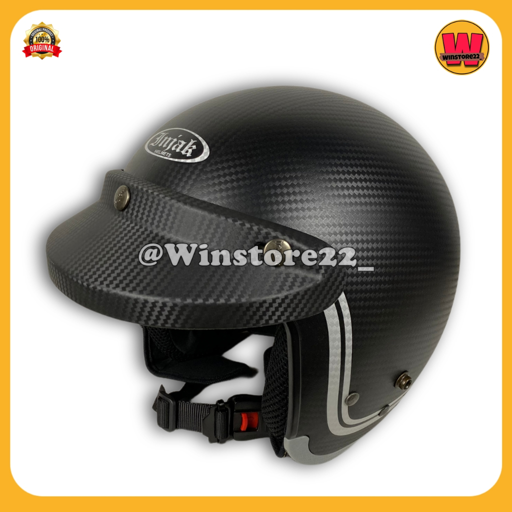 Helm Sepeda Motor Half Face Bogo Cargloss Injak Carbon Original warna Black Cream Silver PInk & Maro