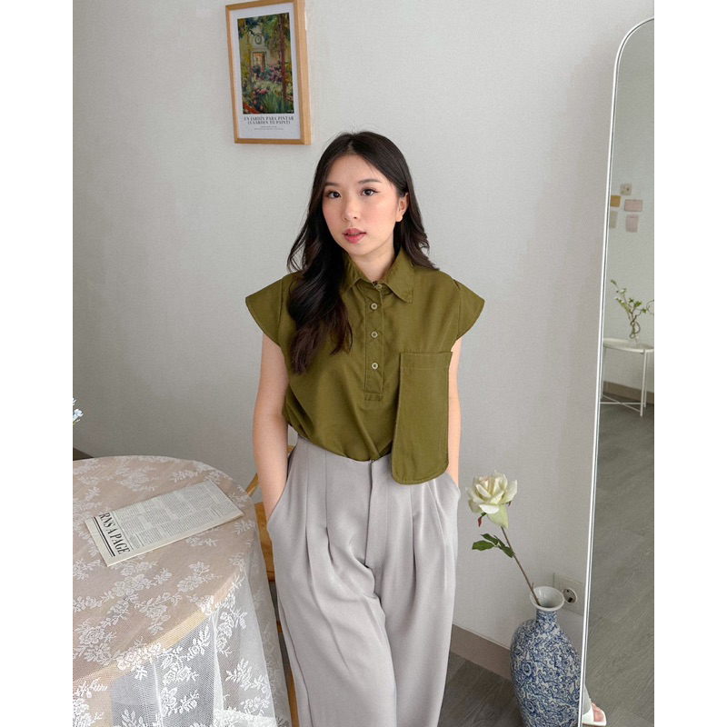 KANON  - Hazel Shirt - Kemeja pantai / musim panas lengan buntung trendy