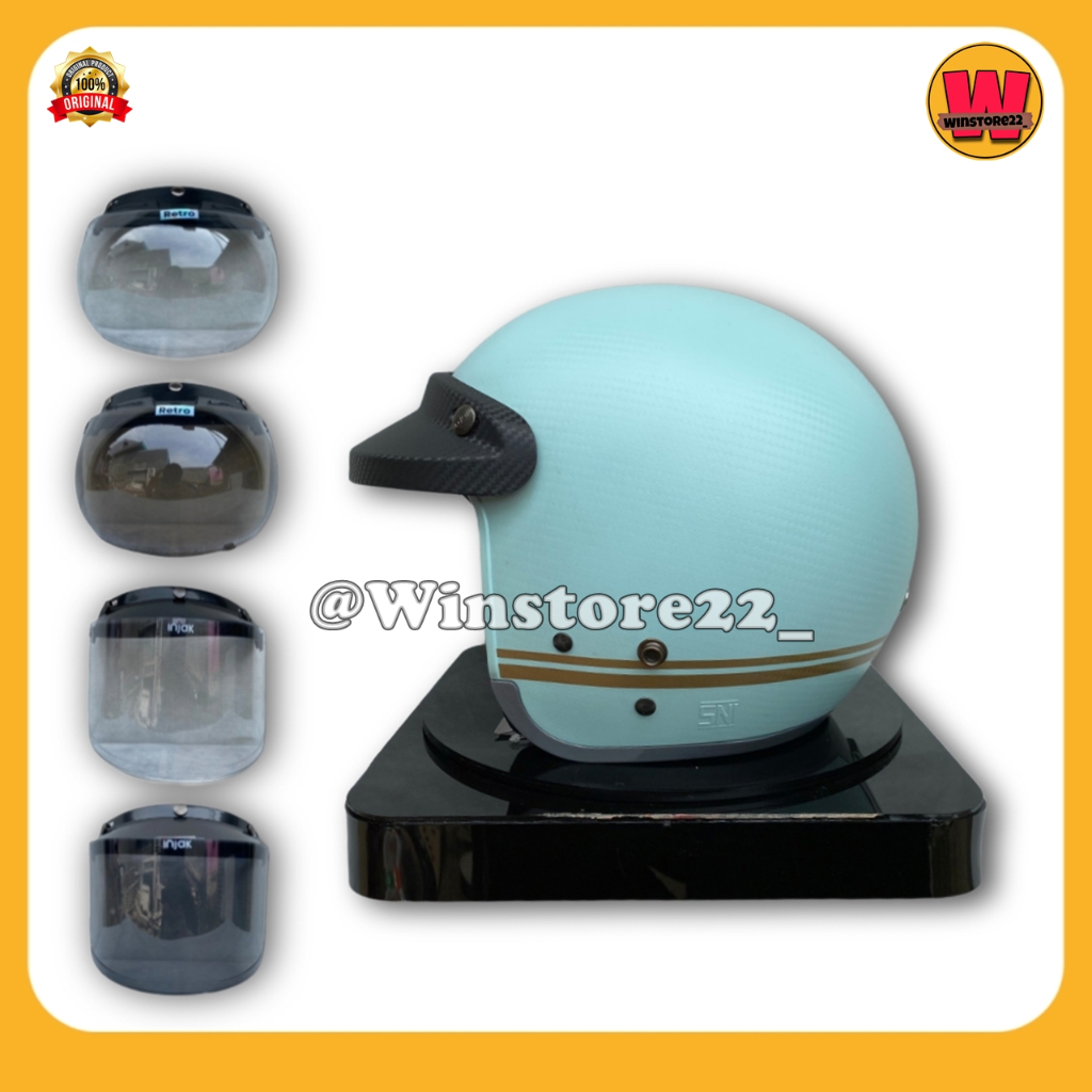 Helm Sepeda Motor Half Face Bogo Cargloss Injak Carbon Original warna Black Cream Silver PInk & Maro