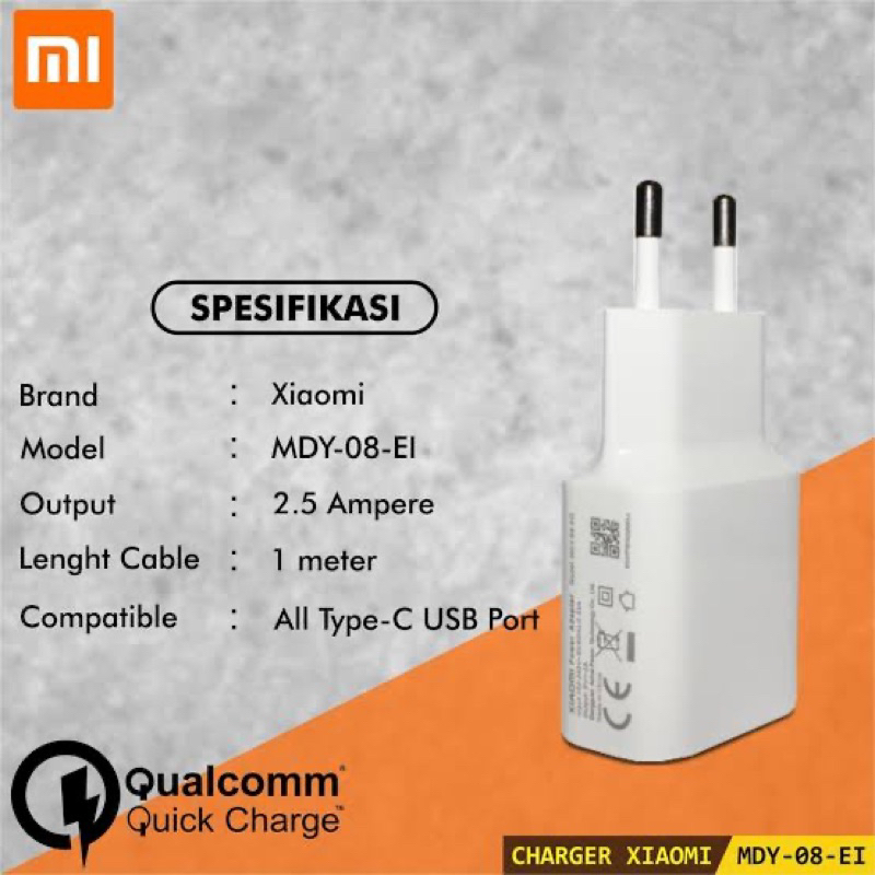 CHARGER XIAOMI TYPE C FAST CHARGING 18W XIAOMI MI 5 5X MI 6 6X A1 A2 MI8 LITE REDMI 8 9 NOTE 7/ 7 PRO/ NOTE 8 9T